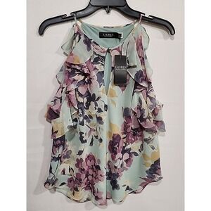 Lauren Ralph Lauren NWT Womens Blouse‎ Size 8, Sleeveless Floral Print Lt. Green